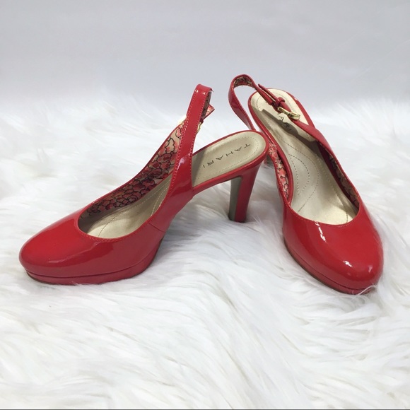 Tahari Shoes - Tahari Patent Leather Red Slingback Carolyn Heel 6